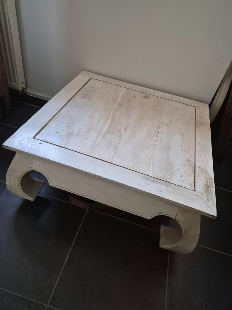 Whitewash opiumtafel, Ophalen, Rechthoekig, 50 tot 100 cm