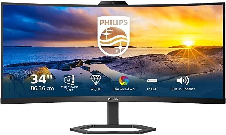 Philips 34 inch Curved WQHD USB-C Monitor met Speakers, Philips, K&N Elektronica, VA, Refurbished