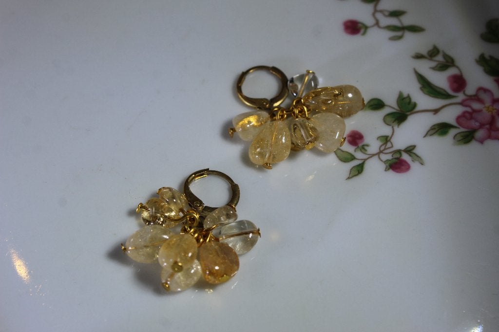 Citrien Oorbellen - Edelsteen Juwelen met Gele Steen, Sieraden, Tassen en Uiterlijk, Oorbellen, Overige materialen, Hangers, Geel
