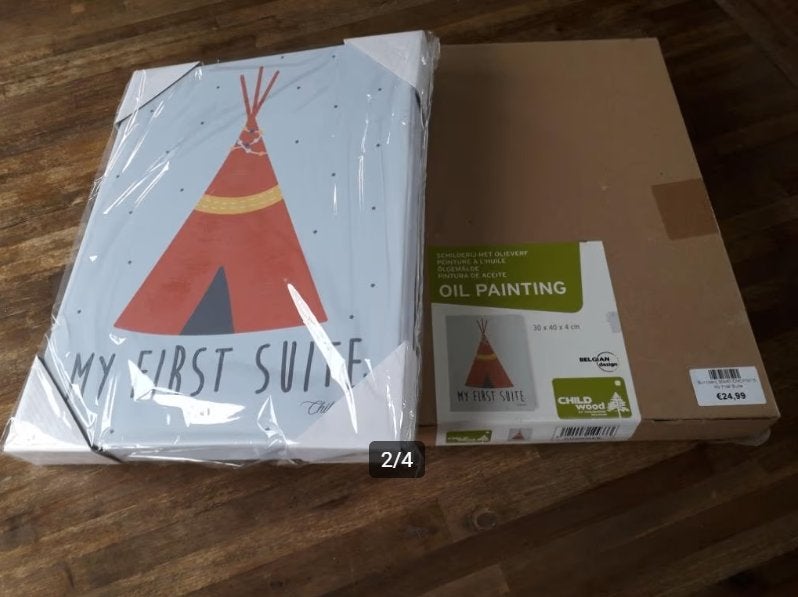 Leuke tipi tent schilderij (nog nieuw!), Ophalen of Verzenden, Nieuw, Ophangbaar, Wanddecoratie
