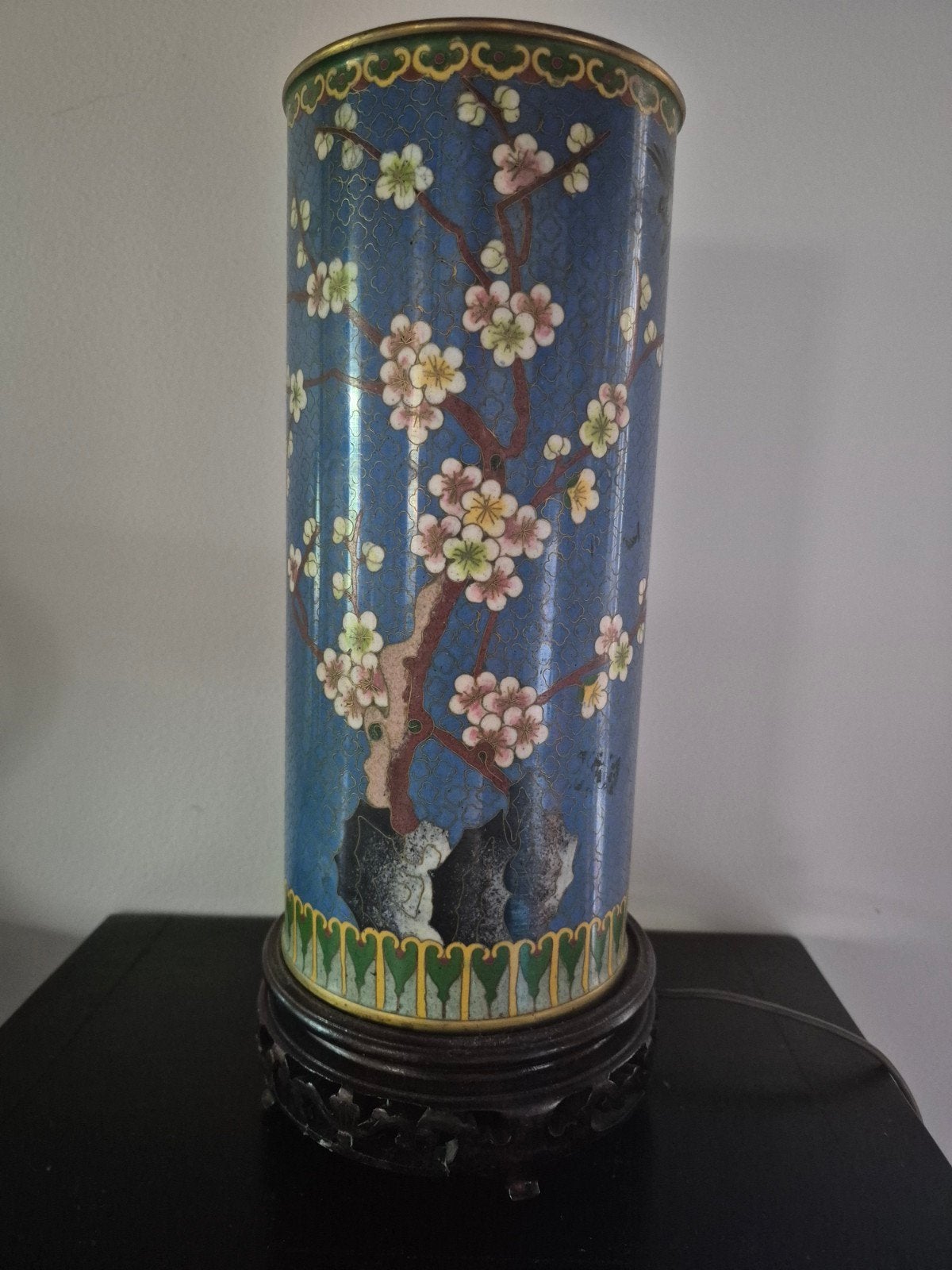 Chinese Cloisonné /Tafellamp met Prunusbloesem, Antiek en Kunst, Ophalen of Verzenden