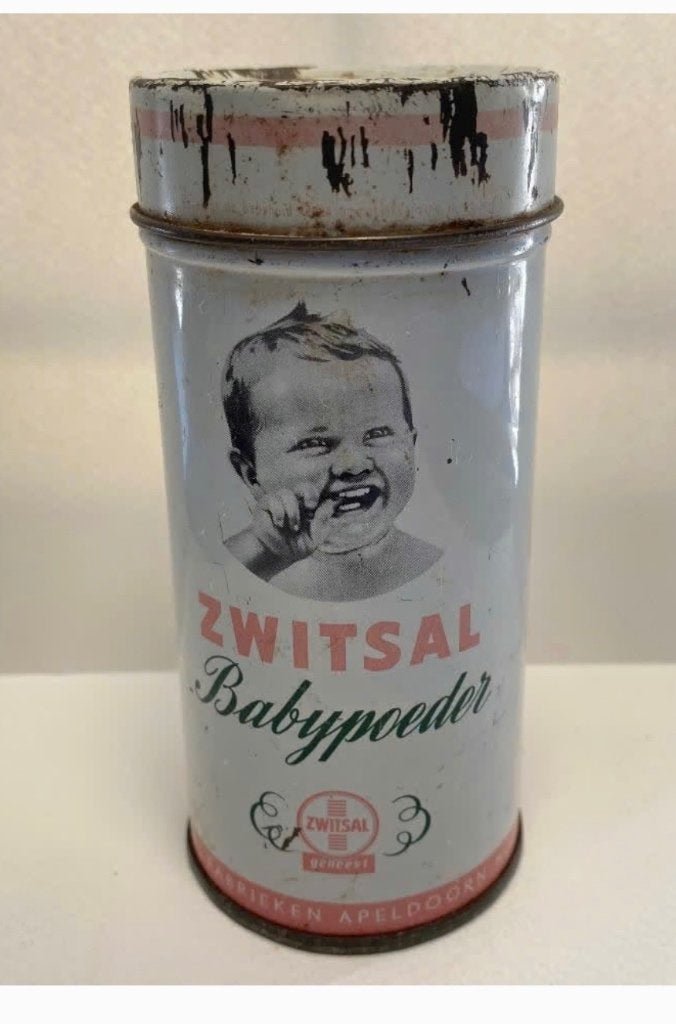 Vintage Zwitsal baby poeder bus, 12 cm hoog, Ophalen of Verzenden