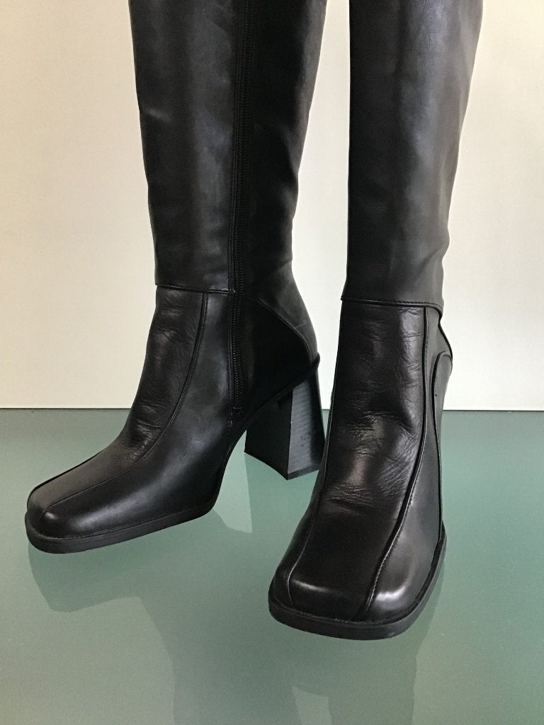 Nieuwe coole blokhak zwarte laarzen 38 | Gratis verzenden, Kleding | Dames, Schoenen, Hoge laarzen, Verzenden, Zwart, Nieuw
