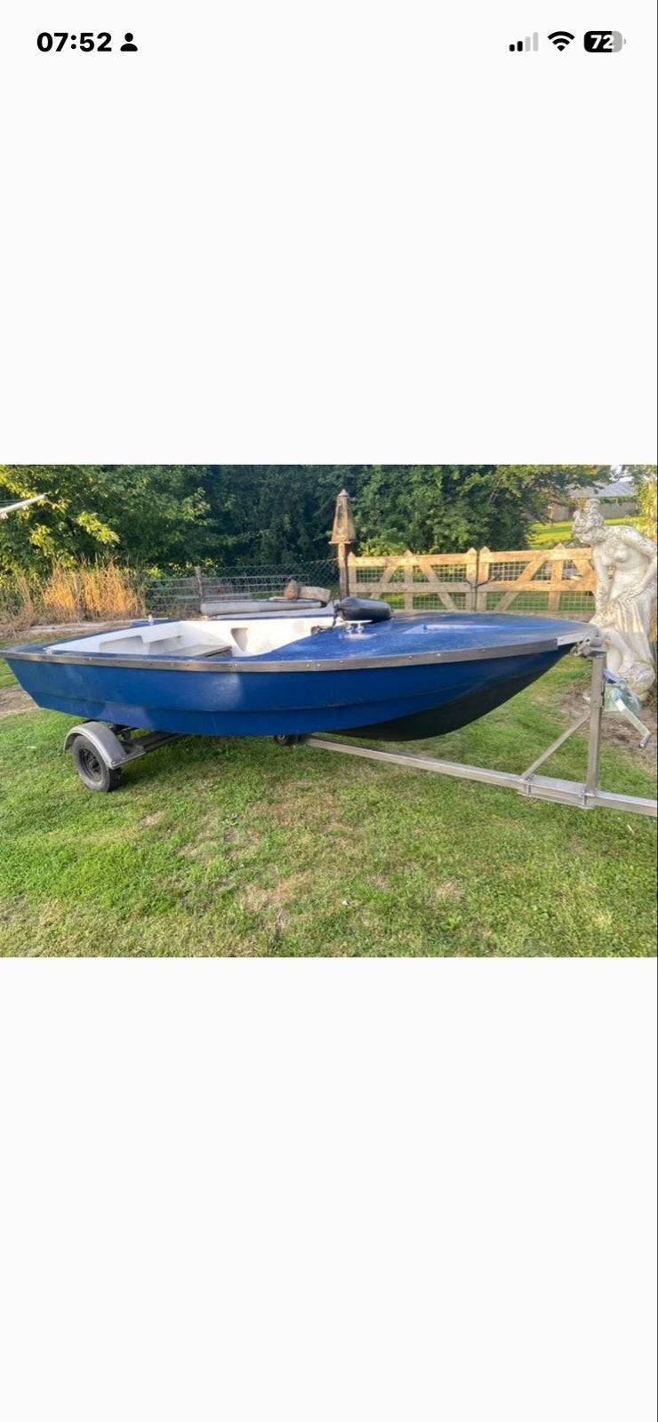 Leuk polyester bootje 350 cm met boottrailer, Watersport en Boten, Bootonderdelen, Gebruikt, Ophalen of Verzenden