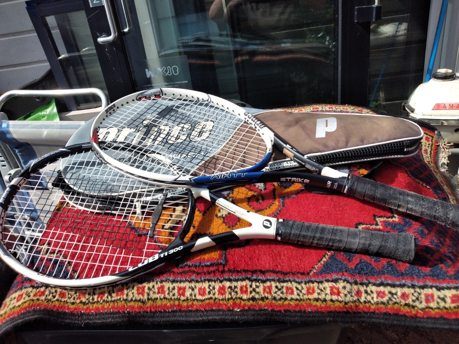 2 Prince tennisrackets met hoes - Graphite Fusionlite, Ophalen of Verzenden, Gebruikt, Racket, Prince