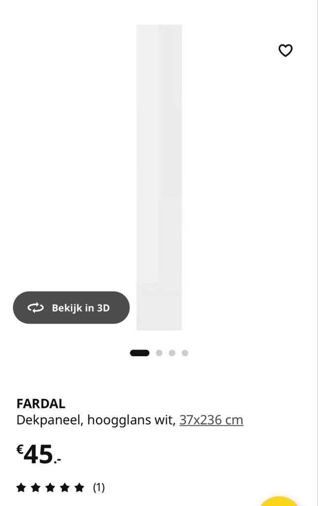 IKEA FARDAL Dekpaneel Hoogglans Wit 37x236 cm nieuw in doos, Huis en Inrichting, Kasten | Overige, Ophalen, Nieuw