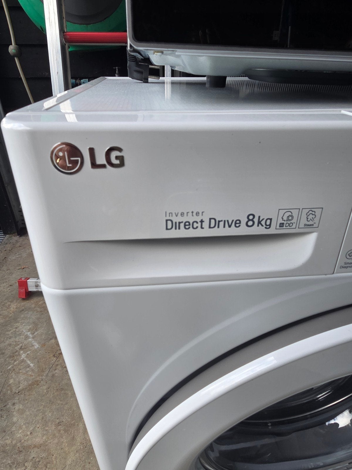 LG Wasmachine 8kg met Stoomfunctie en AI Direct Drive, 8 tot 10 kg, Ophalen, Zo goed als nieuw, 85 tot 90 cm