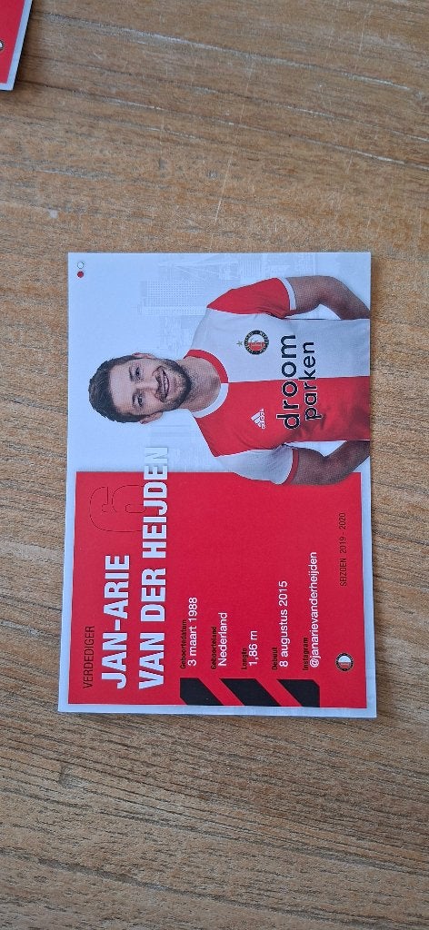 Spelerskaart; Jan Arie van der Heijden # Feyenoord / Ajax, Ophalen of Verzenden, Nieuw, Feyenoord, Spelerskaart