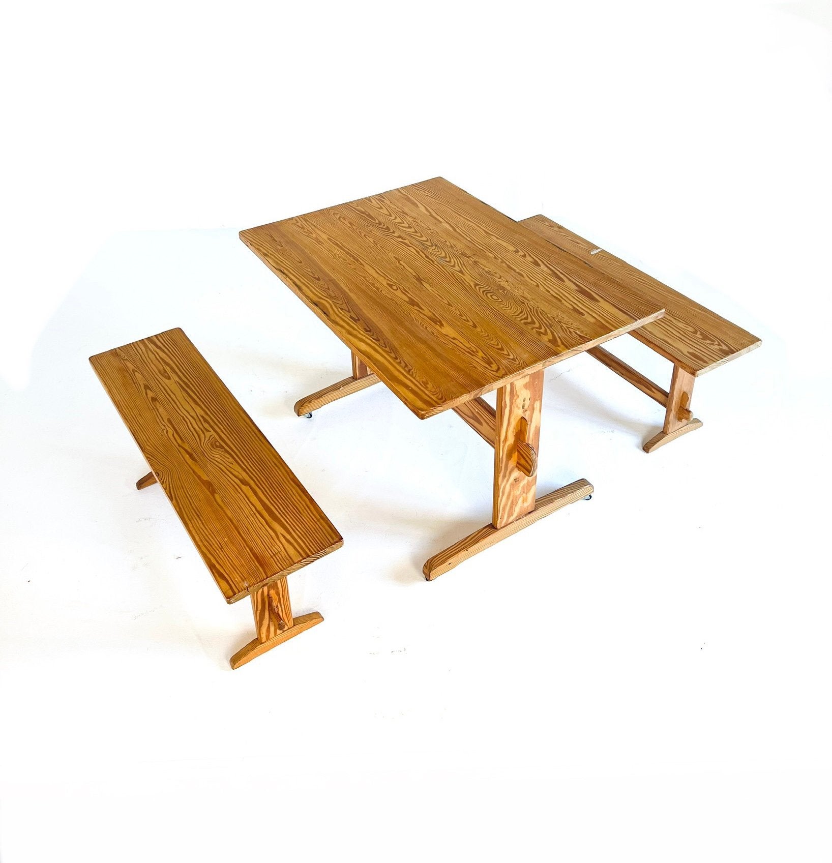 Vintage grenenhouten Scandinavische eetkamerset ‘60, Ophalen of Verzenden, Zo goed als nieuw, Vier, Nvt