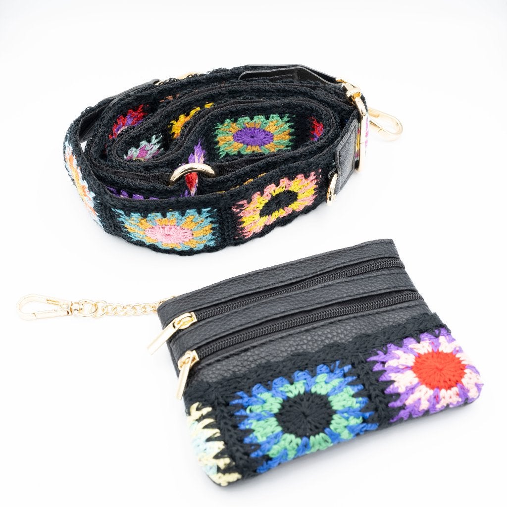 Zwarte boho macrame camerariem + filtertasje — nieuw, Ophalen of Verzenden, Nieuw