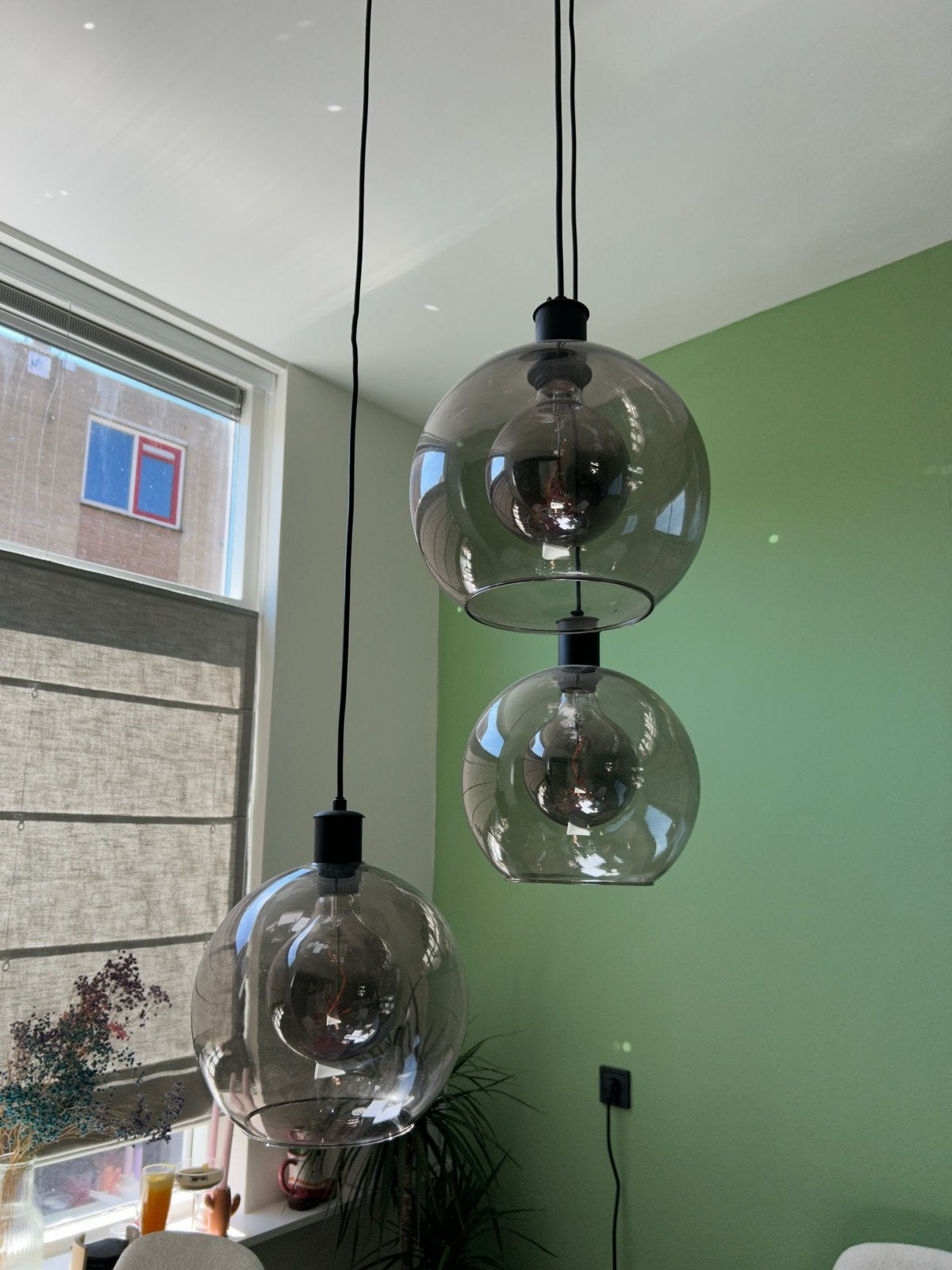 4 mooie lampenbollen van glas, Huis en Inrichting, Ophalen, Zo goed als nieuw, Glas