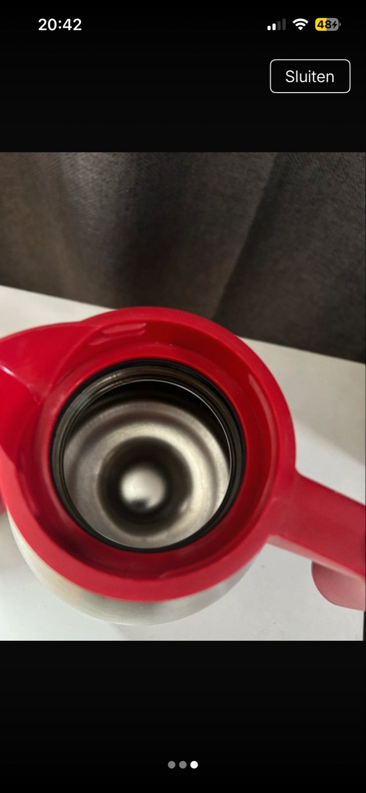 RVS Thermoskan Douwe Egberts., Theepot/fluitketel, Gebruikt, Ophalen of Verzenden, Metaal
