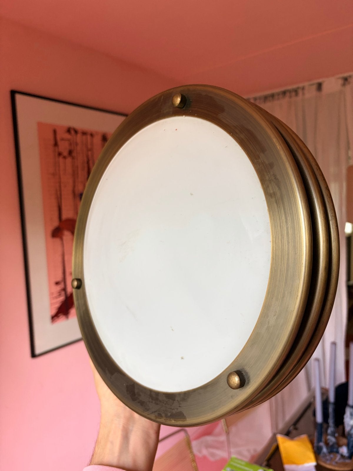 Vintage Messing Plafondlamp - Maritieme Stijl, Ophalen of Verzenden