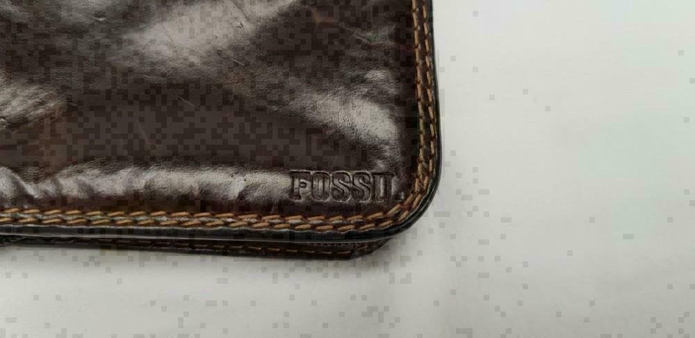 FOSSIL  clutch polstasje organizer bruin leder (nr F210), Ophalen of Verzenden, -, -, -