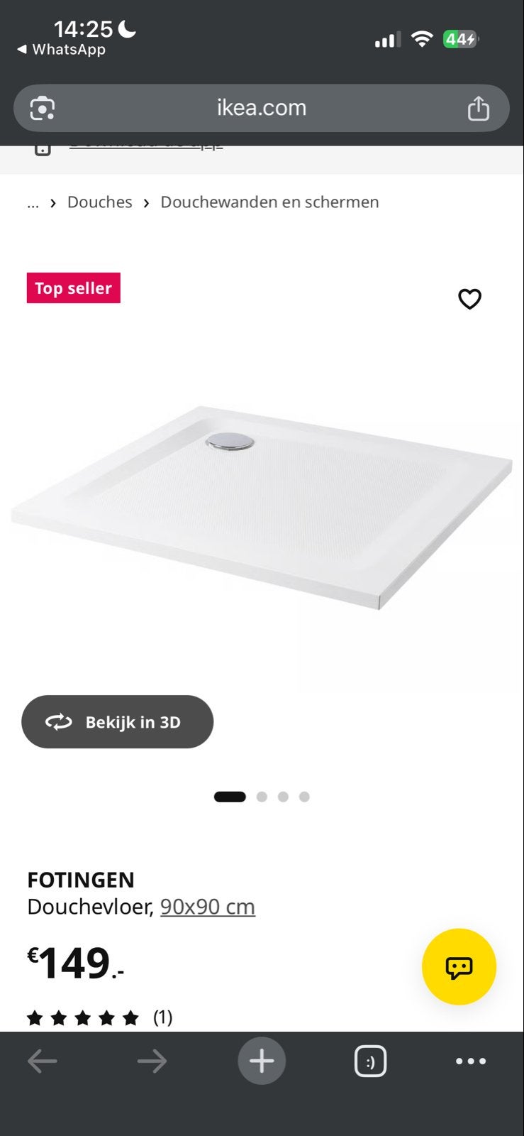 IKEA FOTINGEN Douchevloer 90x90 cm - Nieuw in doos, Ophalen of Verzenden, Nieuw, Douche