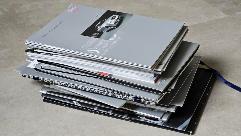 Stapel van 28 Audi folders Nieuw, Ophalen of Verzenden, Nieuw, Audi