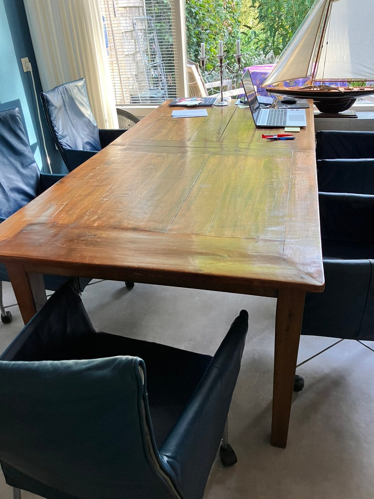 Teak houten tafel, Ophalen, Gebruikt, 200 cm of meer, Klassiek landelijk