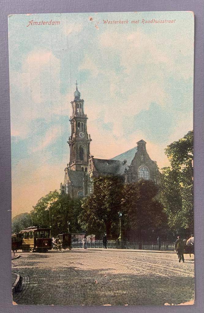Westerkerk met Raadhuisstraat Amsterdam 1907, Verzenden, Voor 1920, Gelopen, Noord-Holland