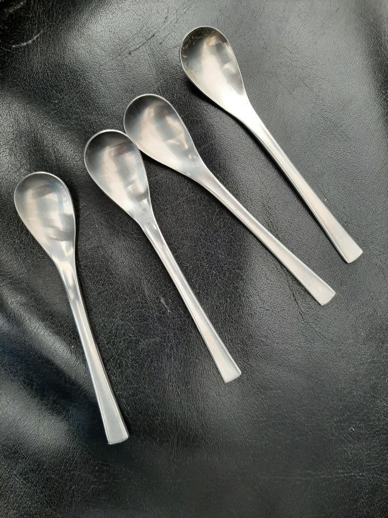 4 RVS theelepeltjes / dessertlepeltjes, Ophalen of Verzenden