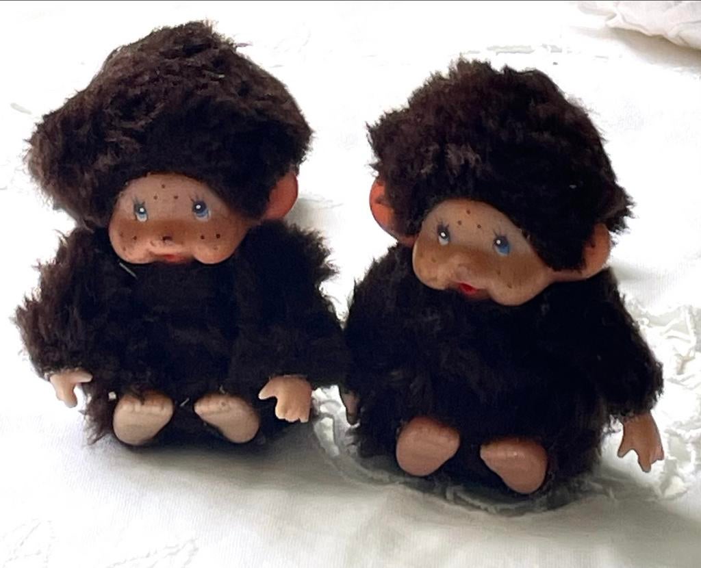 Vintage tweeling monchichi  - Schattige Pluche Poppen, Ophalen of Verzenden, Zo goed als nieuw, Stoffen beer, Overige merken