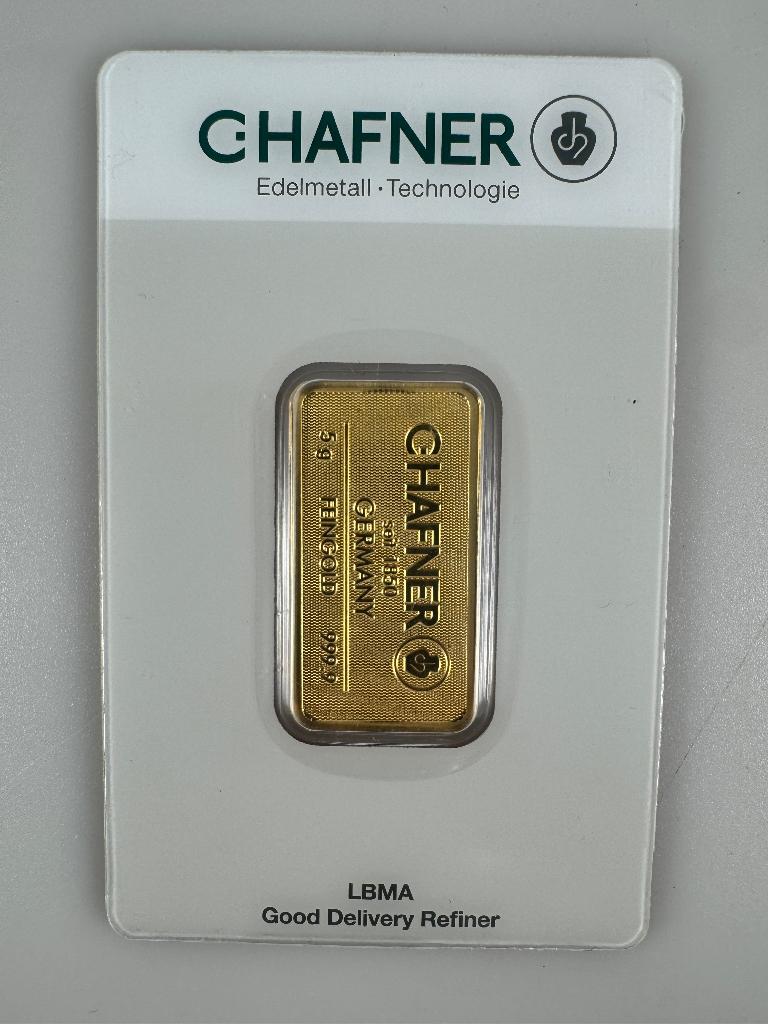 (nog 3 op voorraad) 5 gram goudbaar C. Hafner in certificaat, Ophalen of Verzenden, Goud