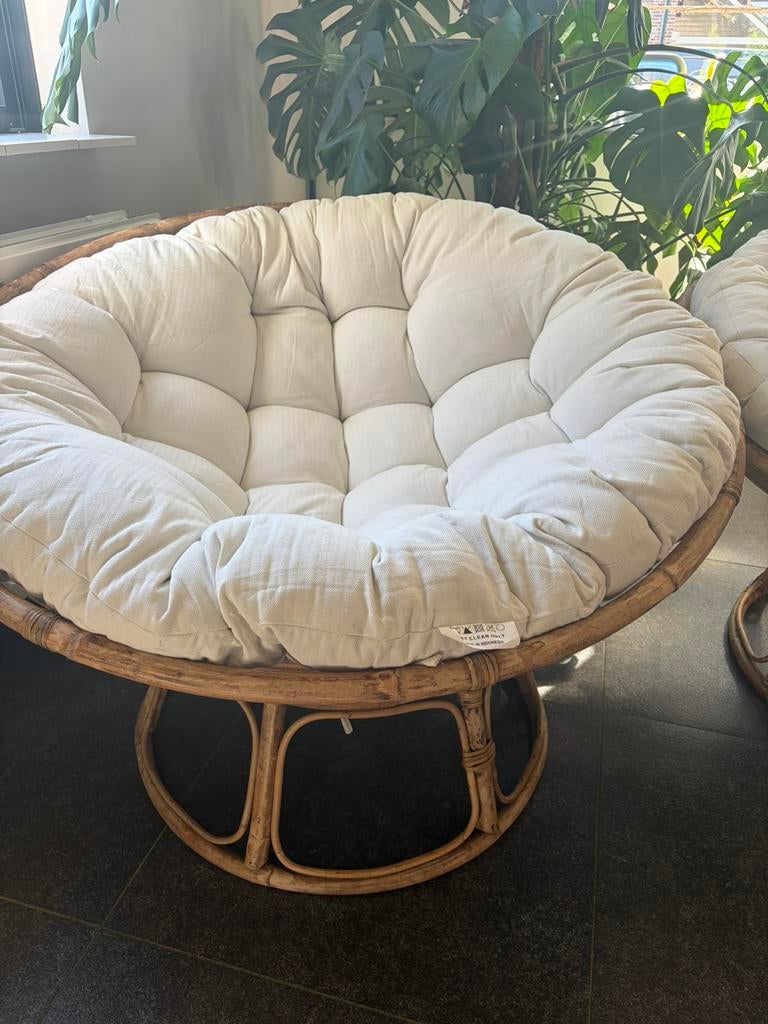 Loungestoel Papasan bruin rotan ZGAN, Ophalen, Zo goed als nieuw, Minder dan 75 cm, 50 tot 75 cm