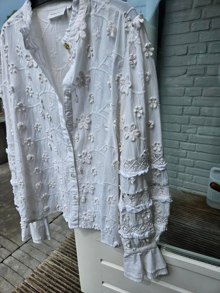 Fabienne Chapot Witte blouse Leo met bloemen &kanten details, Wit, Ophalen of Verzenden, Zo goed als nieuw, Fabienne Chapot