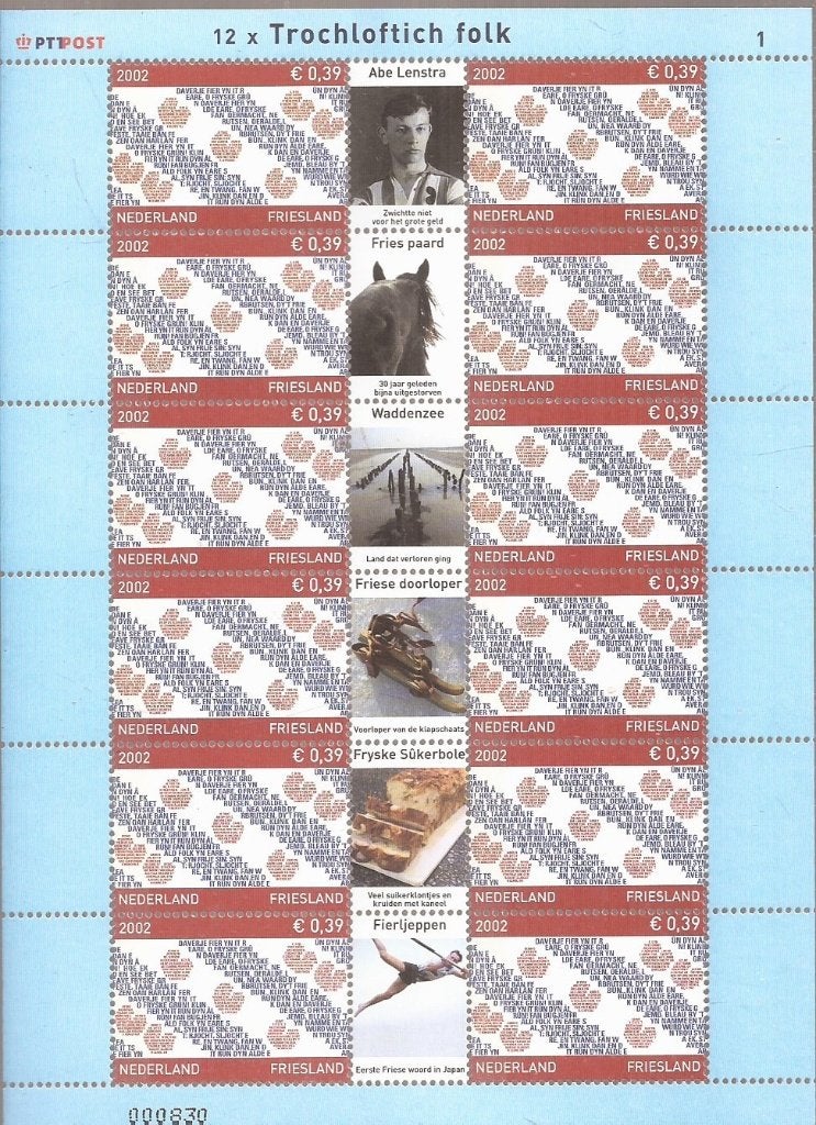 Nederland 2002 Provincievel 1 Friesland Trochloftich folk12x, Postzegels en Munten, Ophalen of Verzenden, Na 1940, Postfris