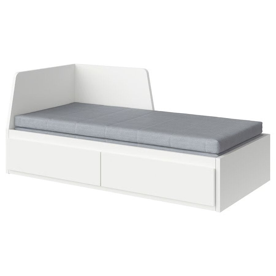 IKEA Flekke logeerbed met 2 Morgedal matrassen, Ophalen, Wit, Tweepersoons, Zo goed als nieuw