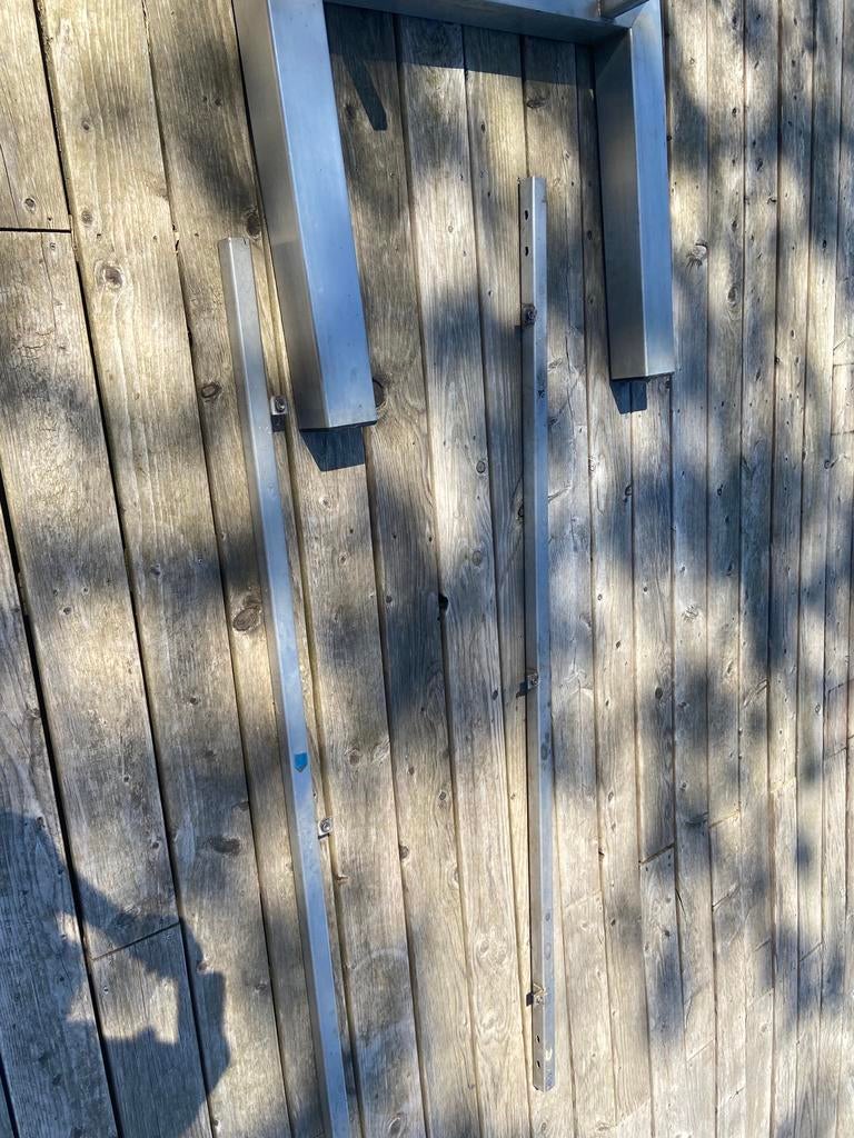 Rvs onderstel van granieten tafel, Ophalen, Gebruikt, 200 cm of meer, 50 tot 100 cm