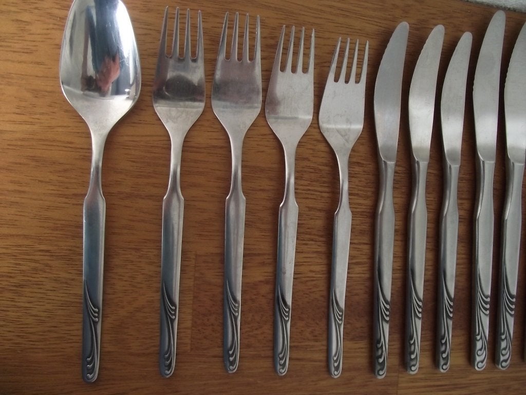 8 st vintage krul bestek Amefa stainless model 9004 1960 p s, Ophalen of Verzenden
