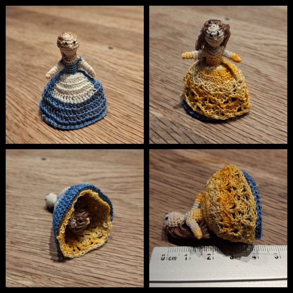 Micro gehaakte Prinses Belle, reversible, omkeer-poppetje, Ophalen, Nieuw, Popje