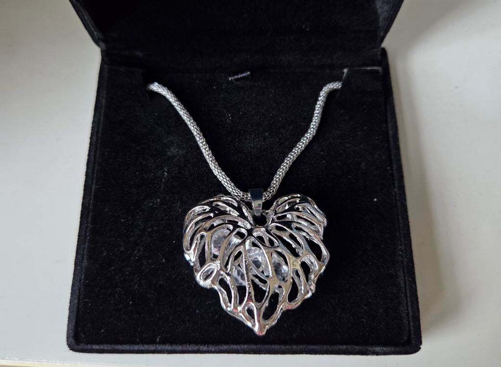 Ketting met hartje, Ophalen of Verzenden, Zilver, Overige materialen
