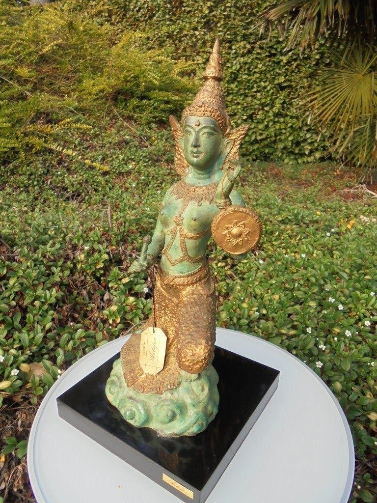 Prachtig bronzen Boeddha beeld van Aziatische godheid 43 cm, Overige onderwerpen, Ophalen of Verzenden, Brons, 20 - 50 cm