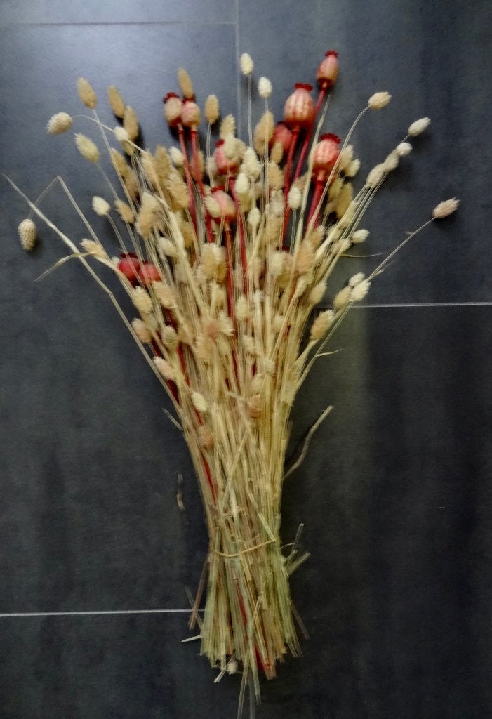 Mooi boeket droogbloemen met roze accenten, Ophalen of Verzenden, Zo goed als nieuw