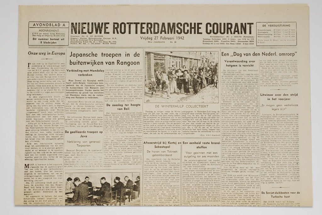 NRC - 27 Februari 1942 | herdruk krant Tweede Wereldoorlog, Zo goed als nieuw, Verzenden, Amsterdam, Overige soorten