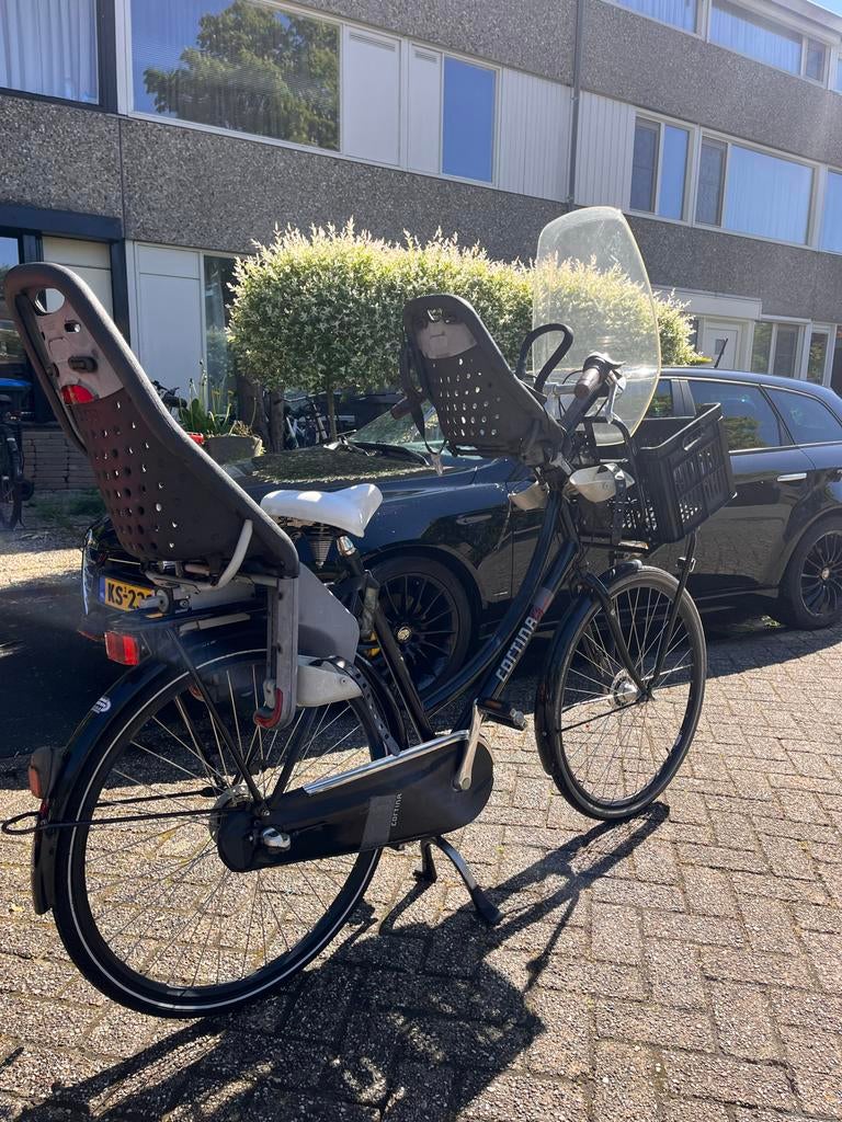 Cortina Mamafiets met kinderzitjes, mand en windscherm, 56 cm of meer, Ophalen, Overige merken, Gebruikt