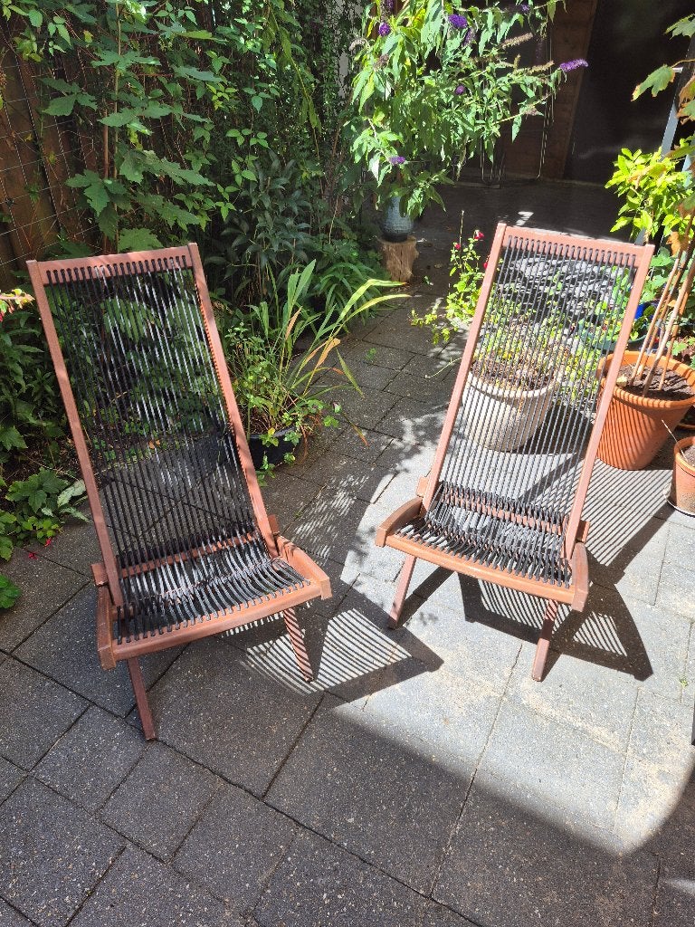 tuinstoelen, Ophalen, Gebruikt, Hout, Inklapbaar