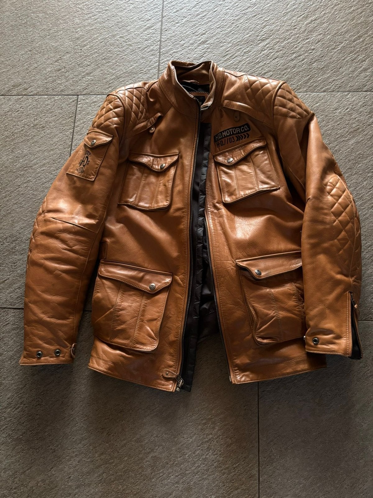 Harley davidson jas xl, Kleding | Heren, Jassen | Winter, Ophalen, Zo goed als nieuw, Maat 56/58 (XL), Bruin