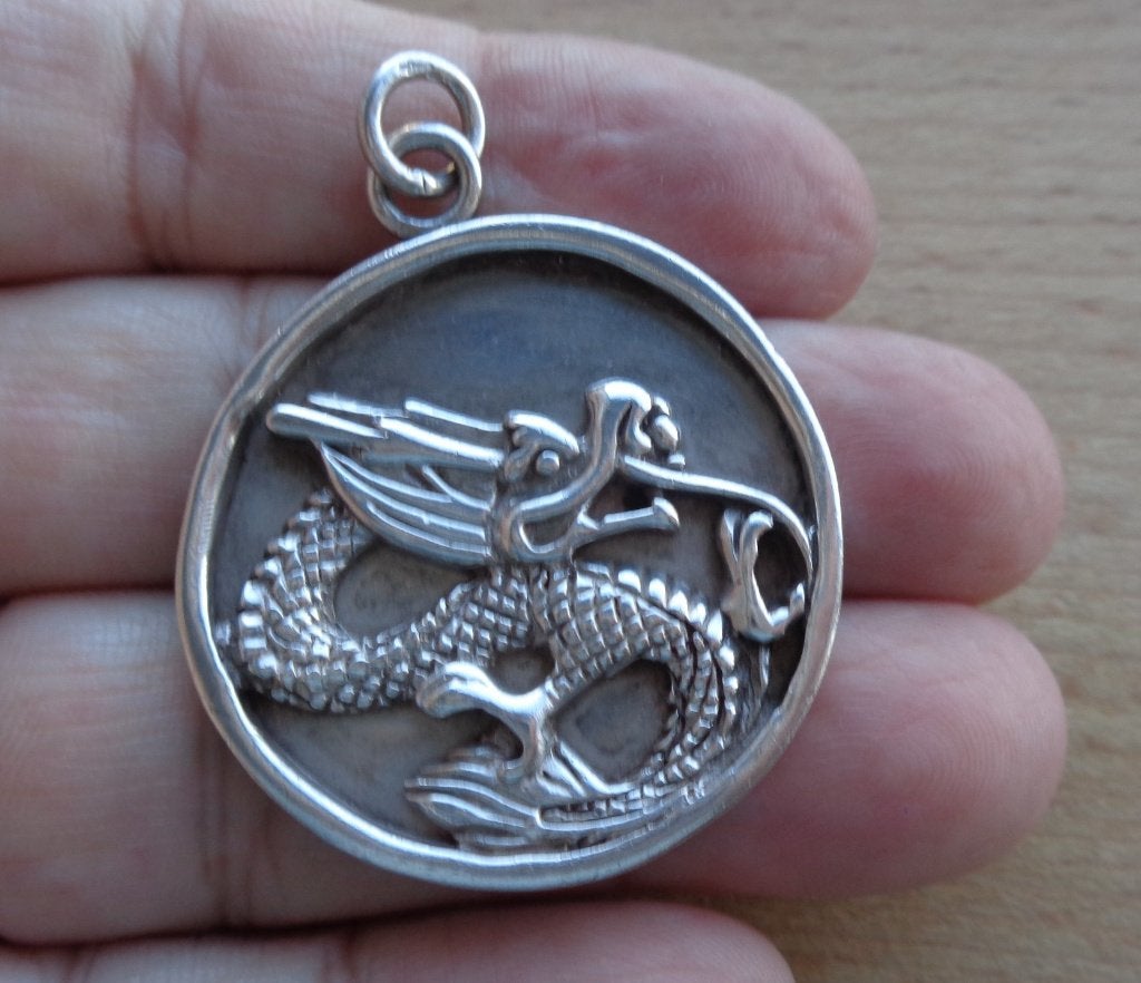 zilveren royale hanger Chinese draak [672], Verzenden, Zo goed als nieuw, Zilver, Zilver