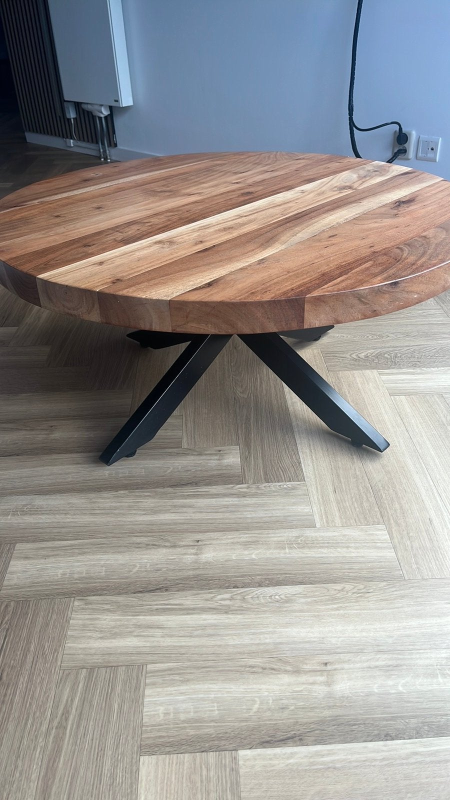 Massief mango houten salontafel 90cm, Huis en Inrichting, Tafels | Salontafels, Ophalen, 50 tot 100 cm, Rond, 50 tot 100 cm