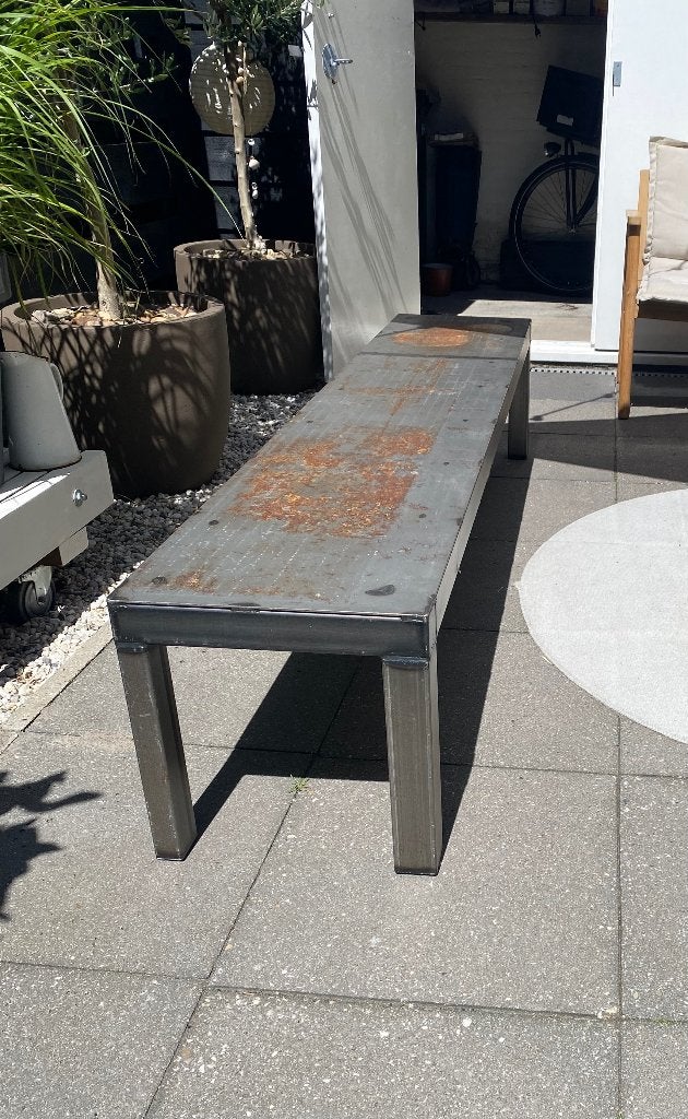 Stalen bank, tafel, Ophalen, Gebruikt, Metaal, Grijs
