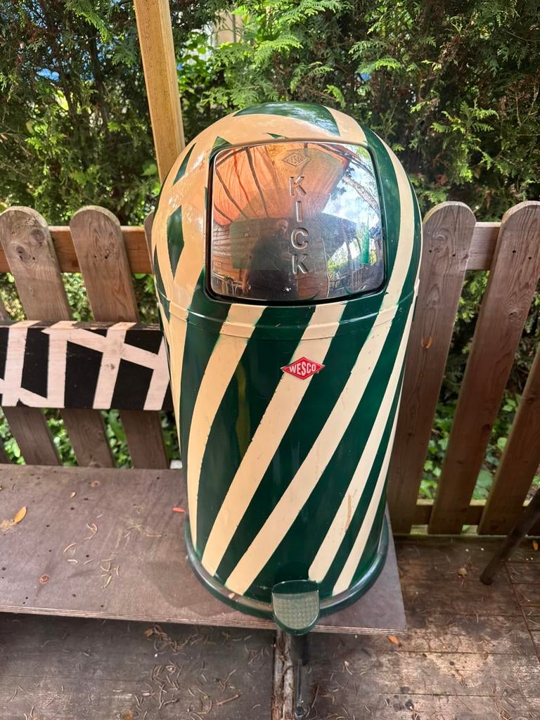 Groen Beige Prullenbak Customized awe, Ophalen of Verzenden, Zo goed als nieuw, Metaal, Minder dan 50 cm