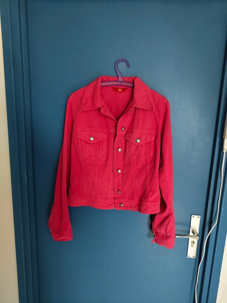 Liu Jo roze/koraal denimstijl jasje maat S katoen, Liu Jo, Ophalen of Verzenden, Jasje, Roze