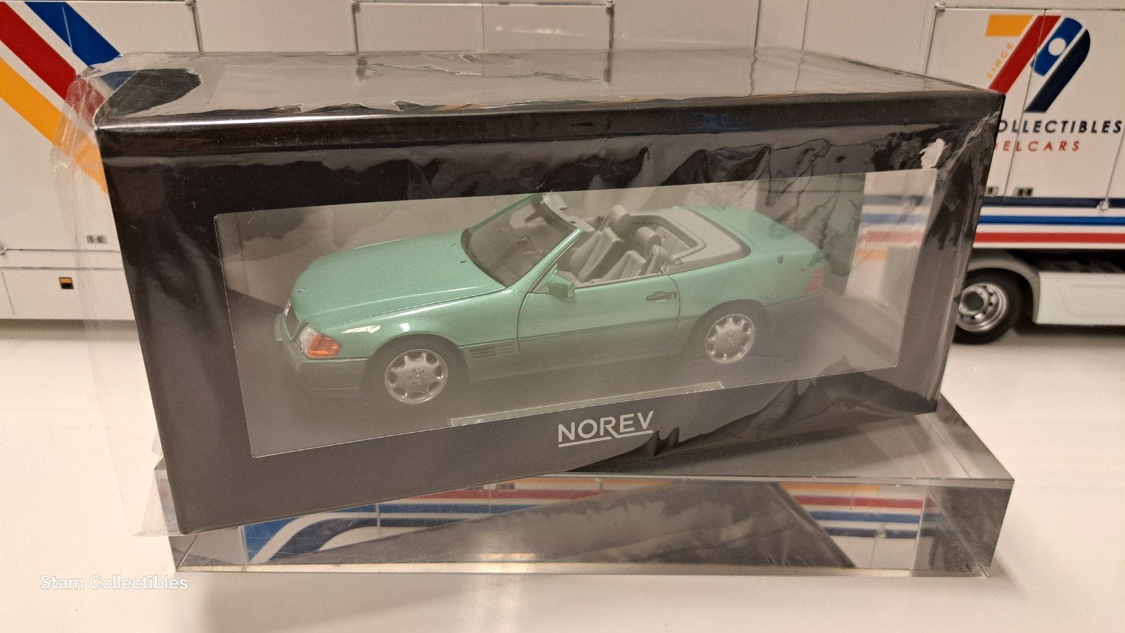 Norev Mercedes-Benz R129 500SL Green Metallic 151of200 pcs, Hobby en Vrije tijd, Modelauto's | 1:18, Auto, Norev, Ophalen of Verzenden