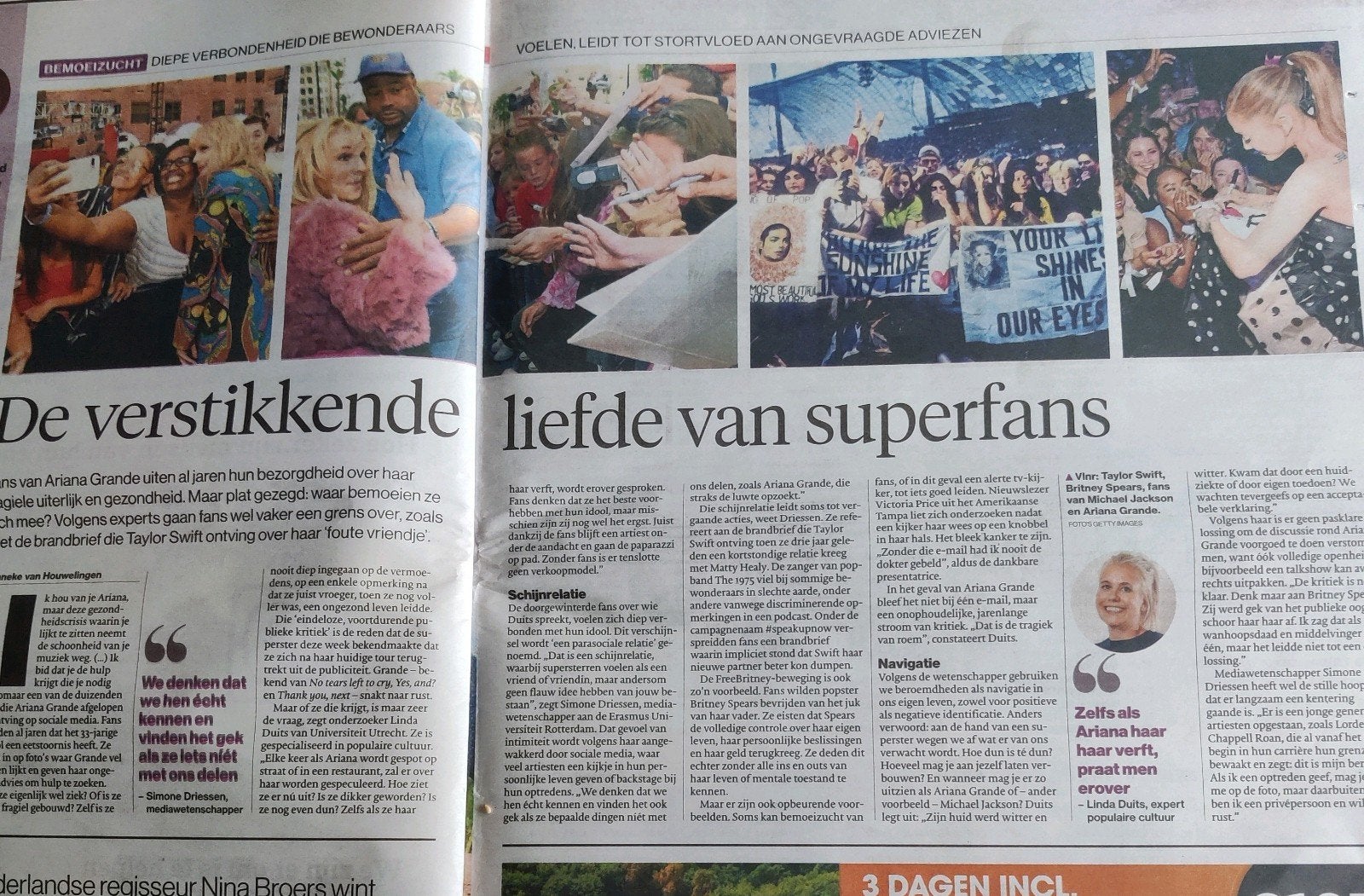 Ariana Grande krantenartikel krantenknipsel, Ophalen of Verzenden, 1980 tot heden, Knipsel(s)
