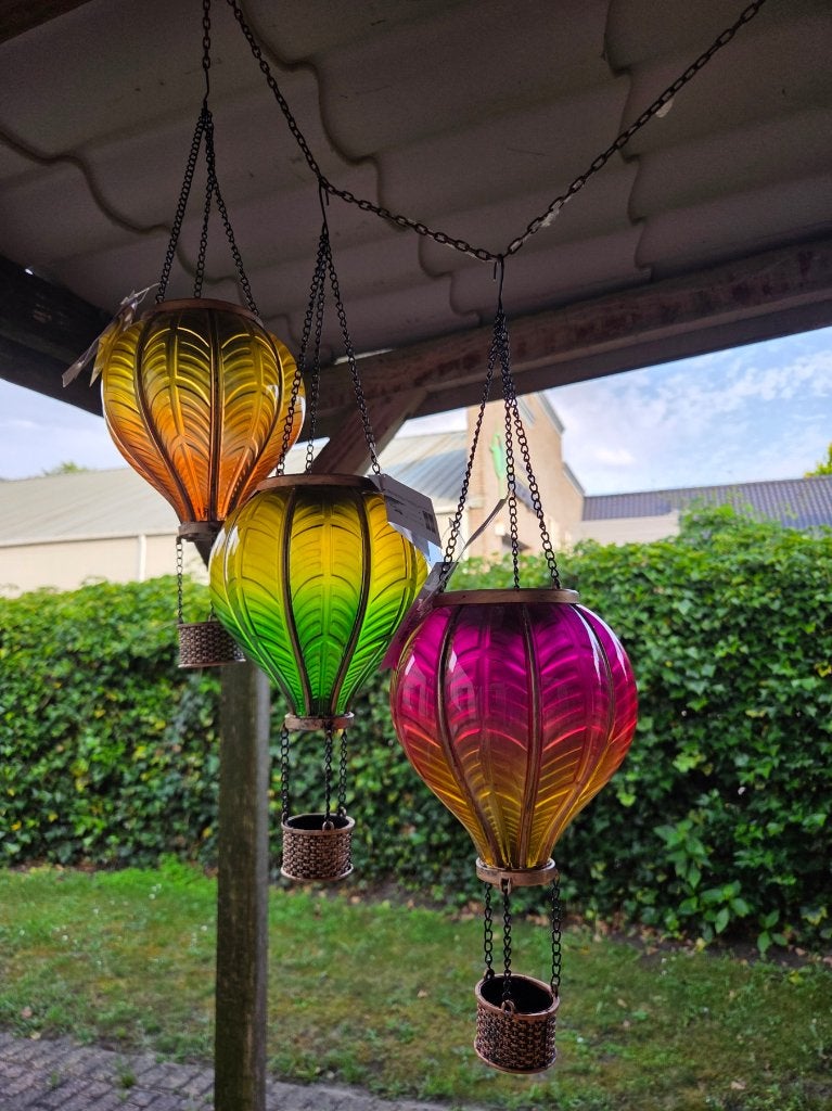 Luchtballon Hanger Solar/Led M - paars - 13,7x13,7x46,5cm, Zonne-energie, Kunststof, Minder dan 50 watt, Nieuw