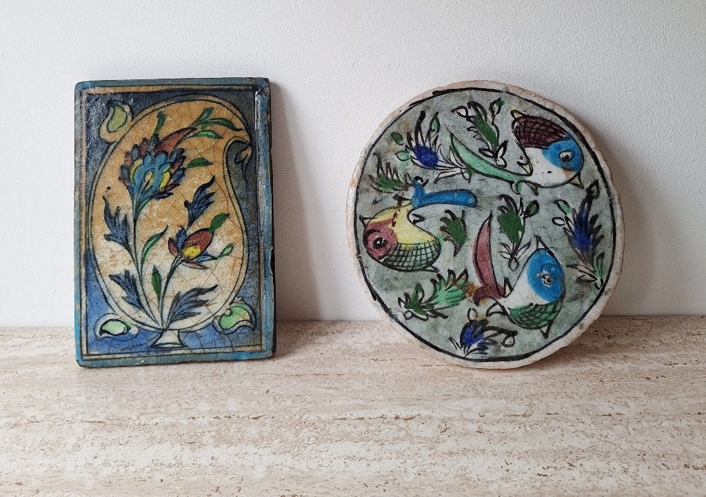 2 x Qajar Perzische tegels, Ophalen of Verzenden