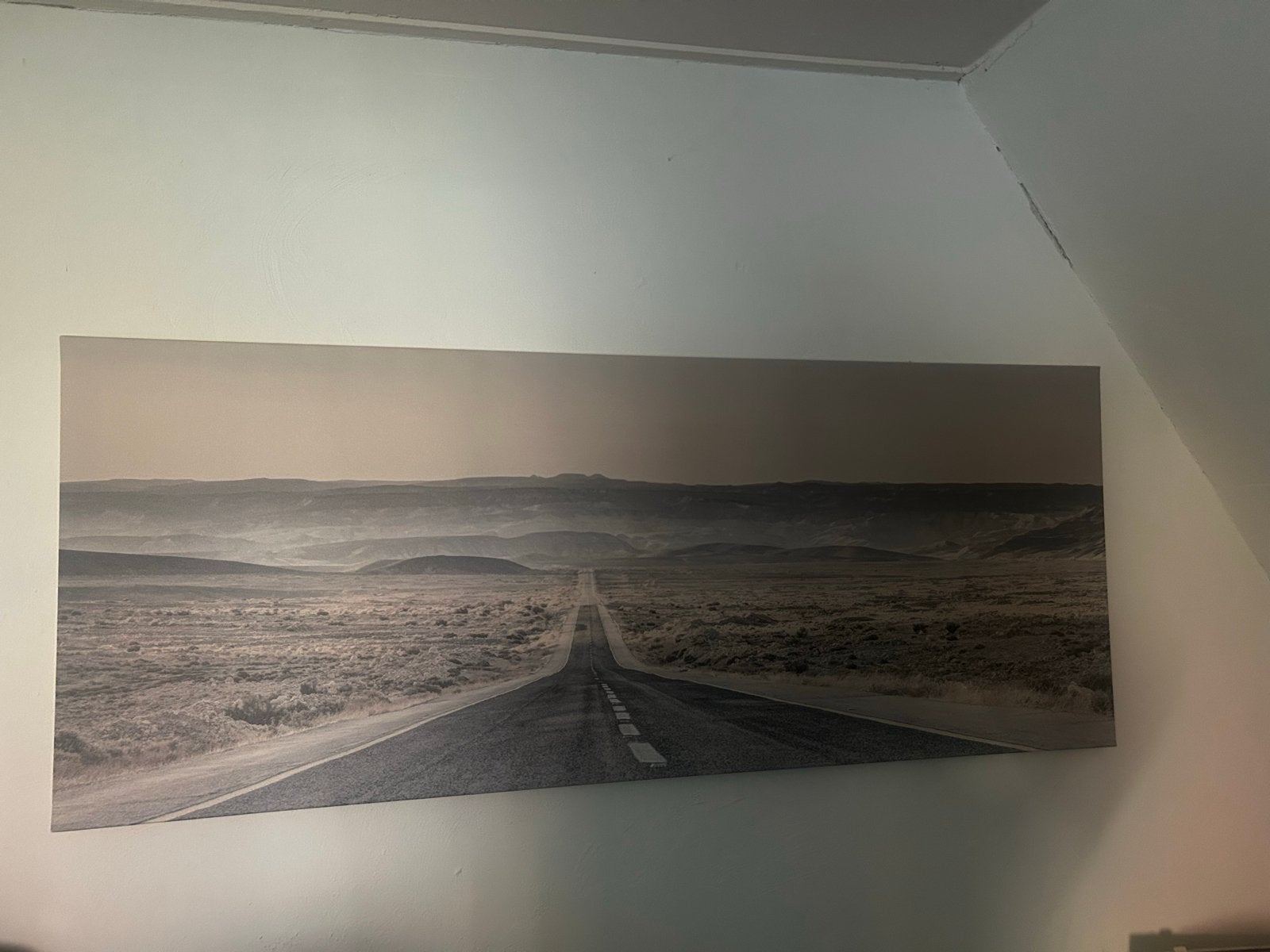 Canvas schilderij - Lange weg door landschap, Ophalen, 50 – 75, Gebruikt, 125 cm of meer