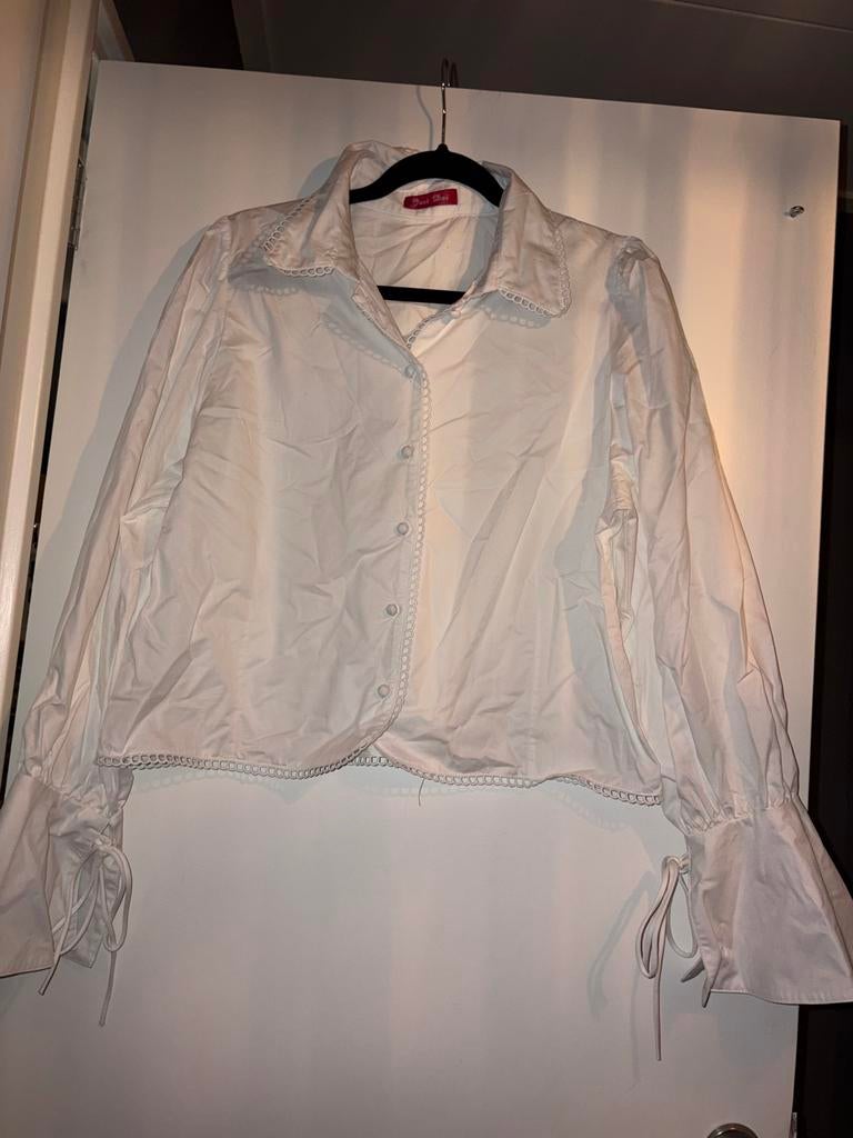 Just dai Witte blouse met strikjes op de mouwen, Ophalen of Verzenden, Zo goed als nieuw, Maat 38/40 (M), Wit